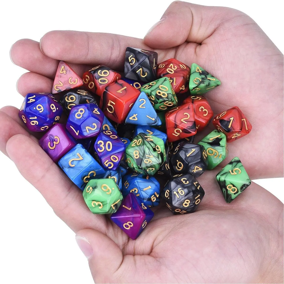 35Pcs Polyhedral Dice Set - Swirl RPG Role Playing Games Dices With Bag