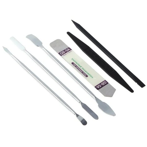 Universal Mobile Phone Repair Opening Tool Kit - 6pc Metal Spudger & Pry Bar Set