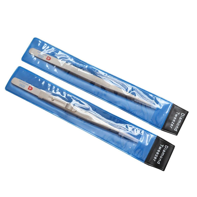 304 Stainless Steel Jewelry Tweezers - Thickened Hardened Grooved & Non-Slip