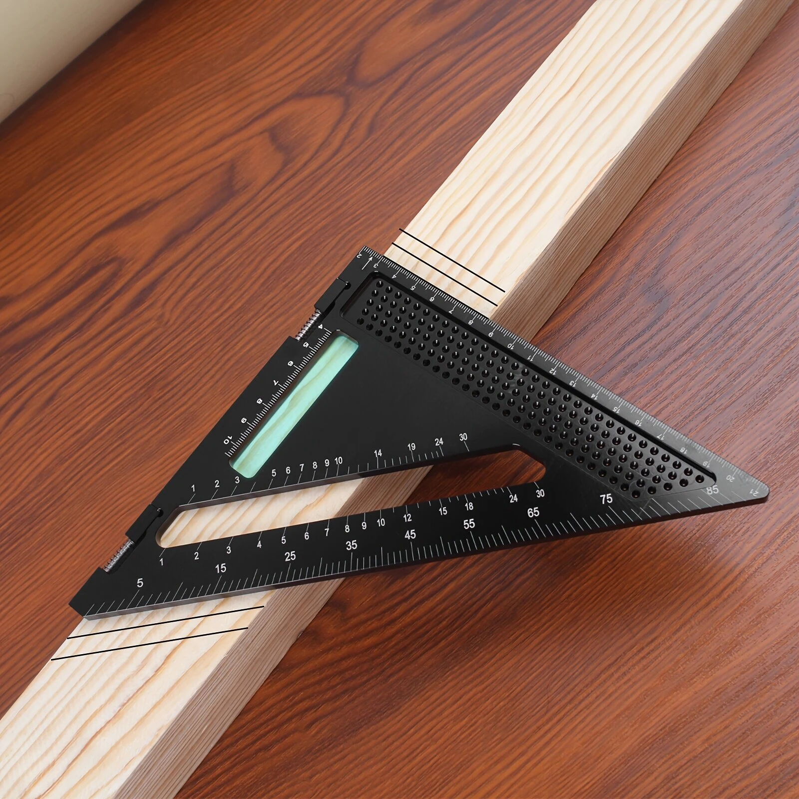 Aluminum Alloy Triangular Ruler | 7 Inch Protractor & Miter Tool for Woodworking