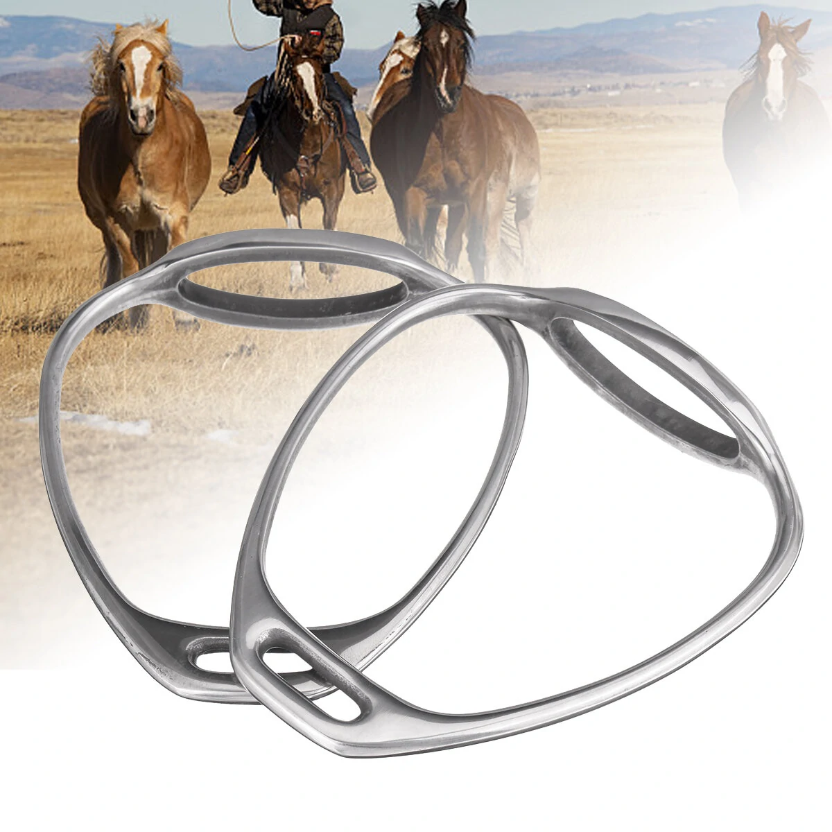 Stainless Steel Double Bent Leg Safety Stirrups | 1 Pair for Horse Riding