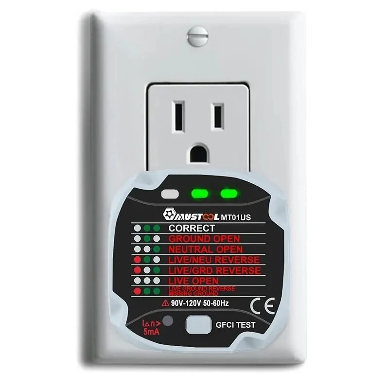 MUSTOOL MT01US Socket Tester - Leakage & Live/Neutral/Ground Wire Tester | US Plug
