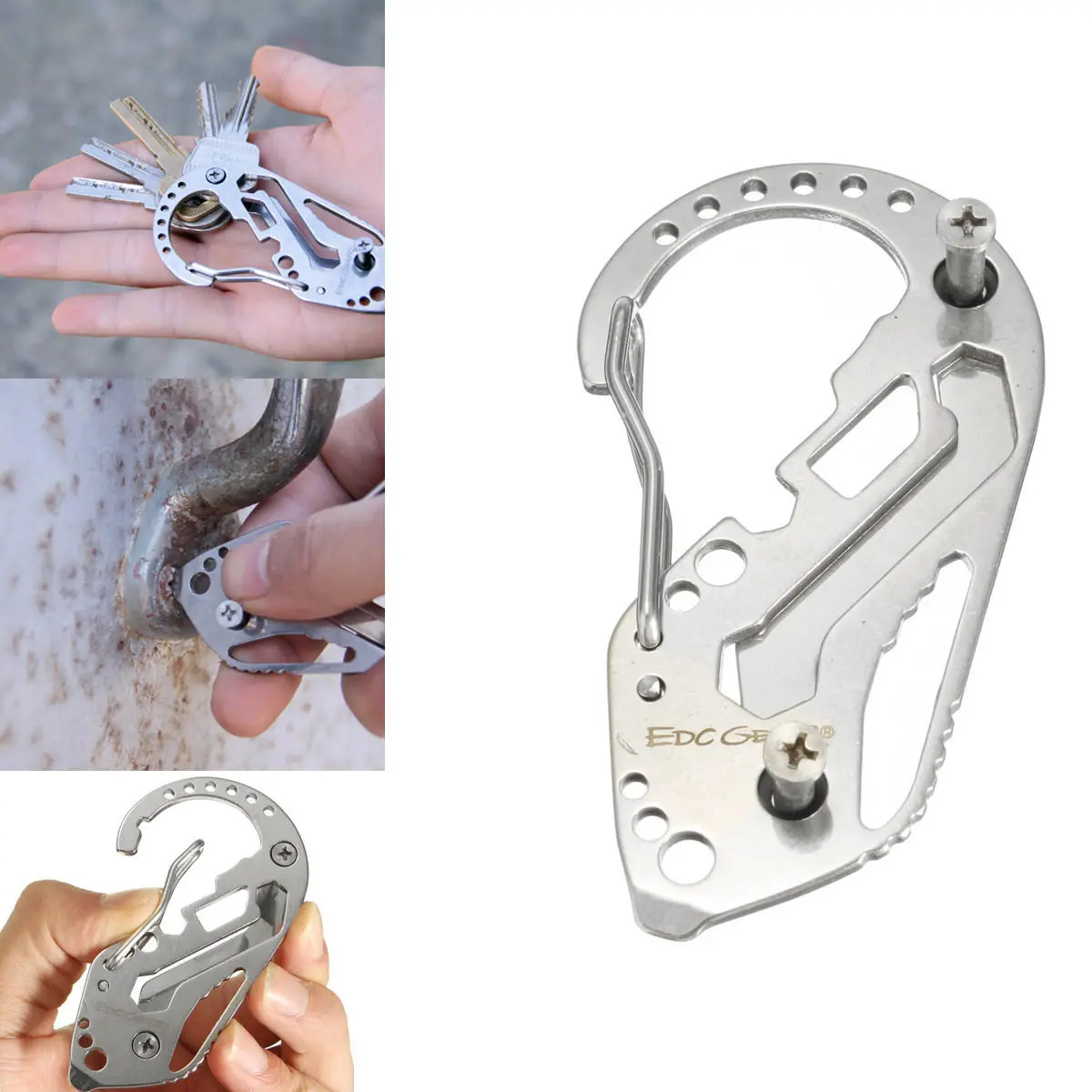 Multifunctional Tool - Stainless Steel Carabiner Wrench Key Holder EDC Outdoor Tool