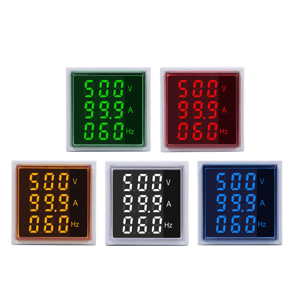 3 in 1 Digital LED AC Meter - 22mm 50-380V 100A 99Hz Volt Amp HZ Tester
