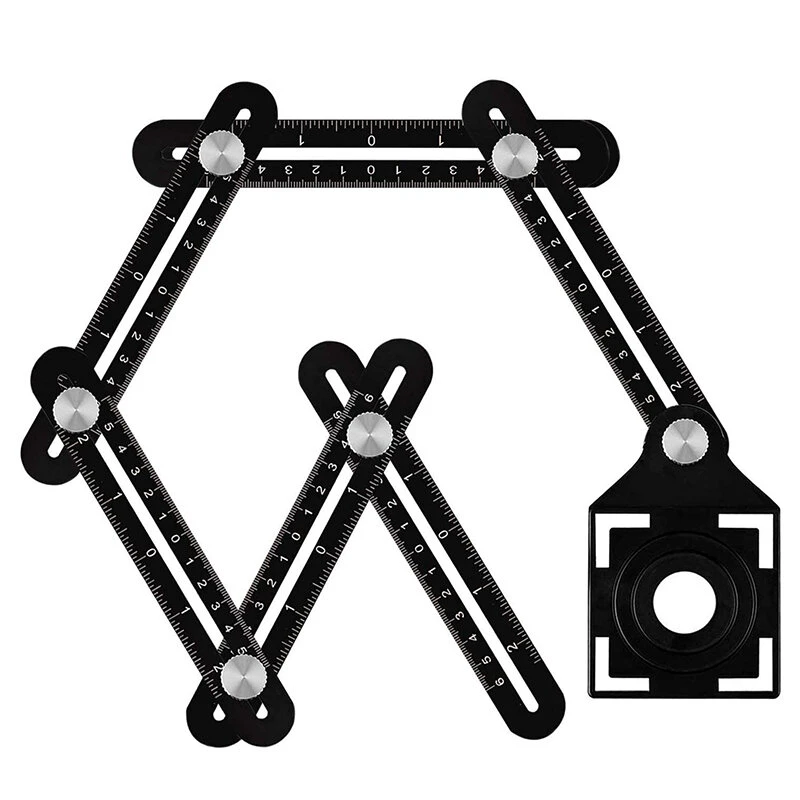 Aluminum Alloy Multi Angle Tool - 6-Folding Universal Ruler for Tile & Hole Measure