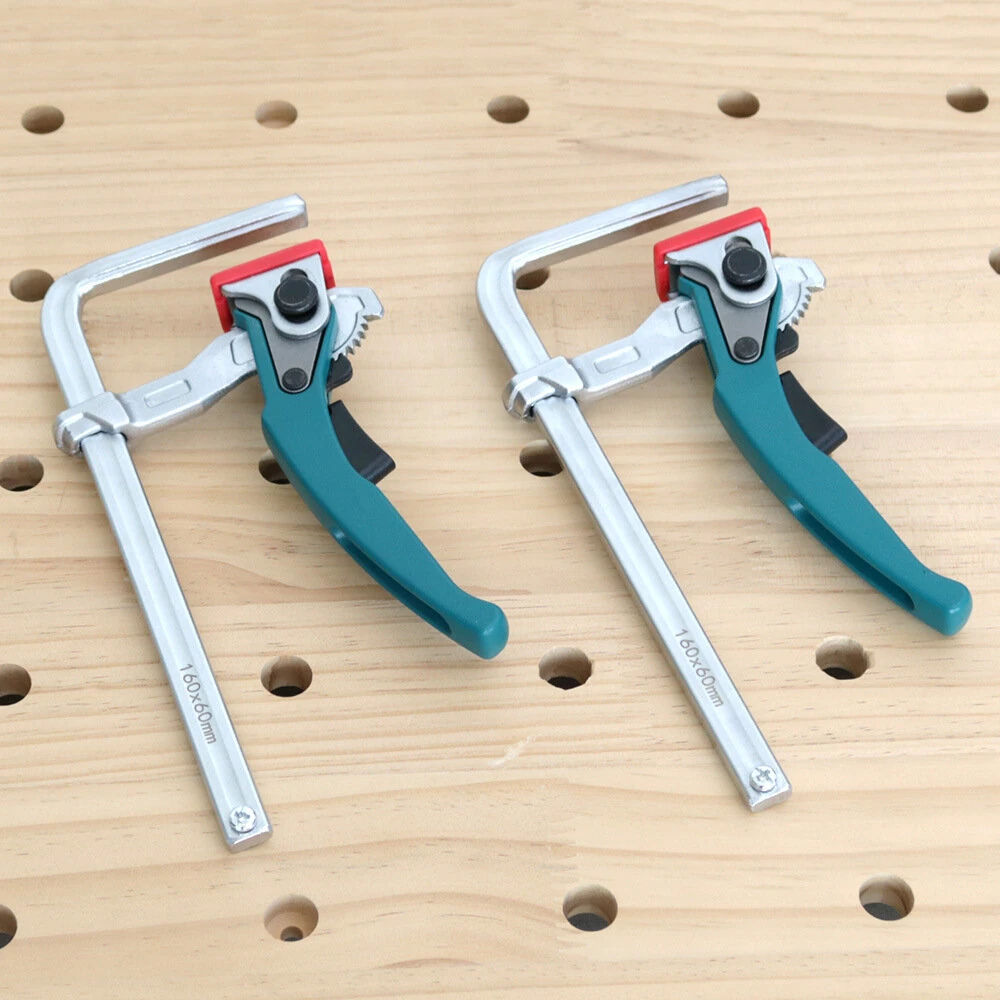 Festool Makita DeWalt Guide Rail Clamp - 2PCS Aluminum Alloy Quick Ratcheting Clamp for MFT Table | 60mm Throat 120-300mm Range