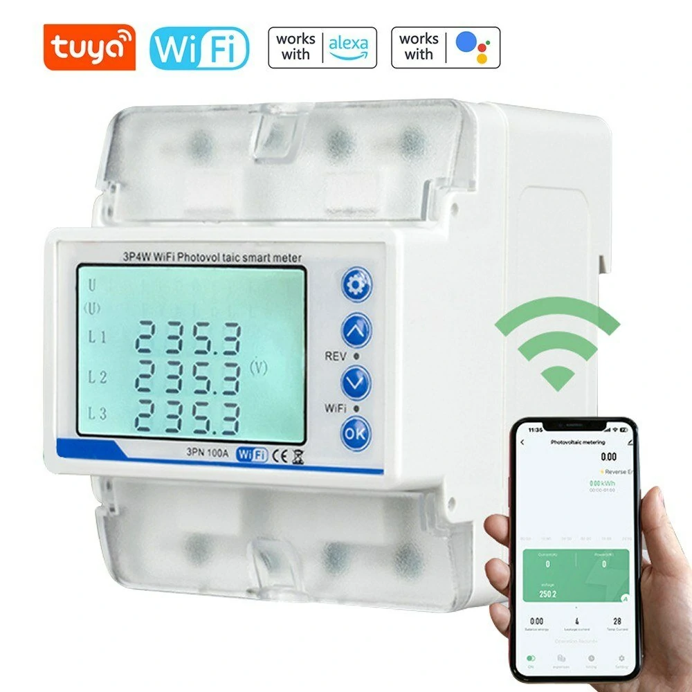 Tuya WiFi 3P4W Smart Energy Meter - Three Phase Reclosing Switch Protector