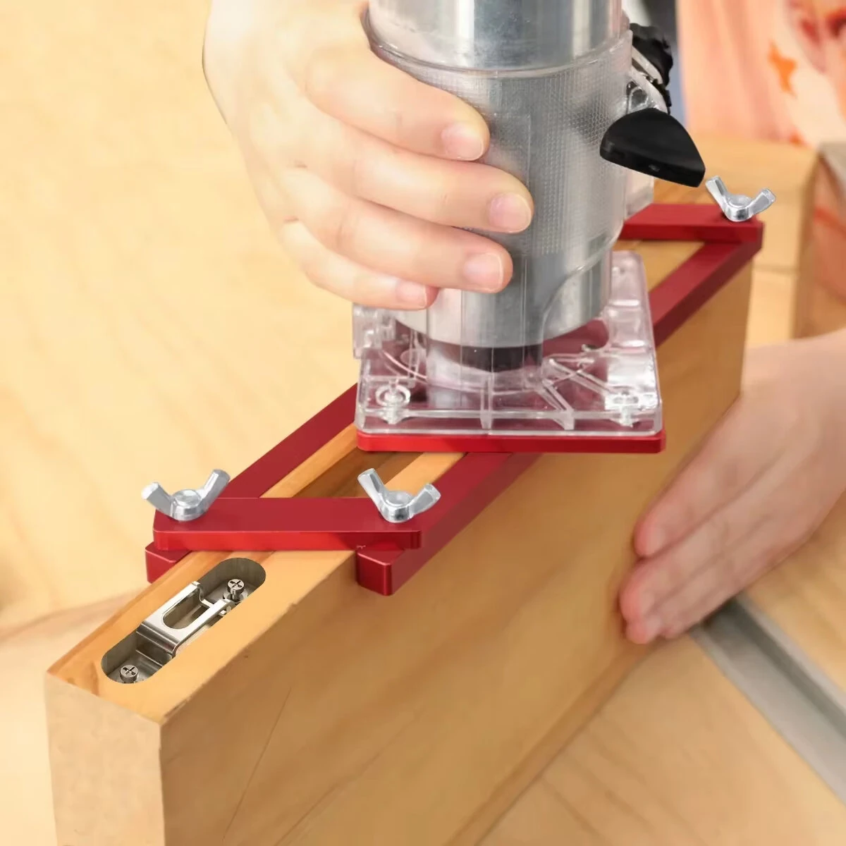 2 in 1 Invisible Fastener Slotting Bracket | Router Mortising Jig for 64-65mm Wood Routers