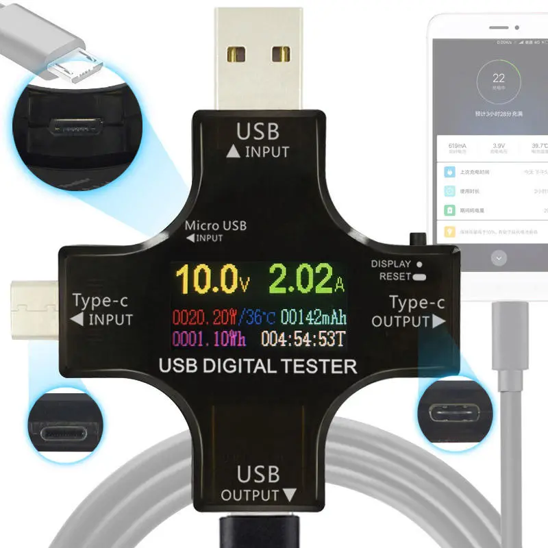 JUWEI USB Tester - Color TFT Display | Type-C PD Voltmeter Ammeter Bluetooth
