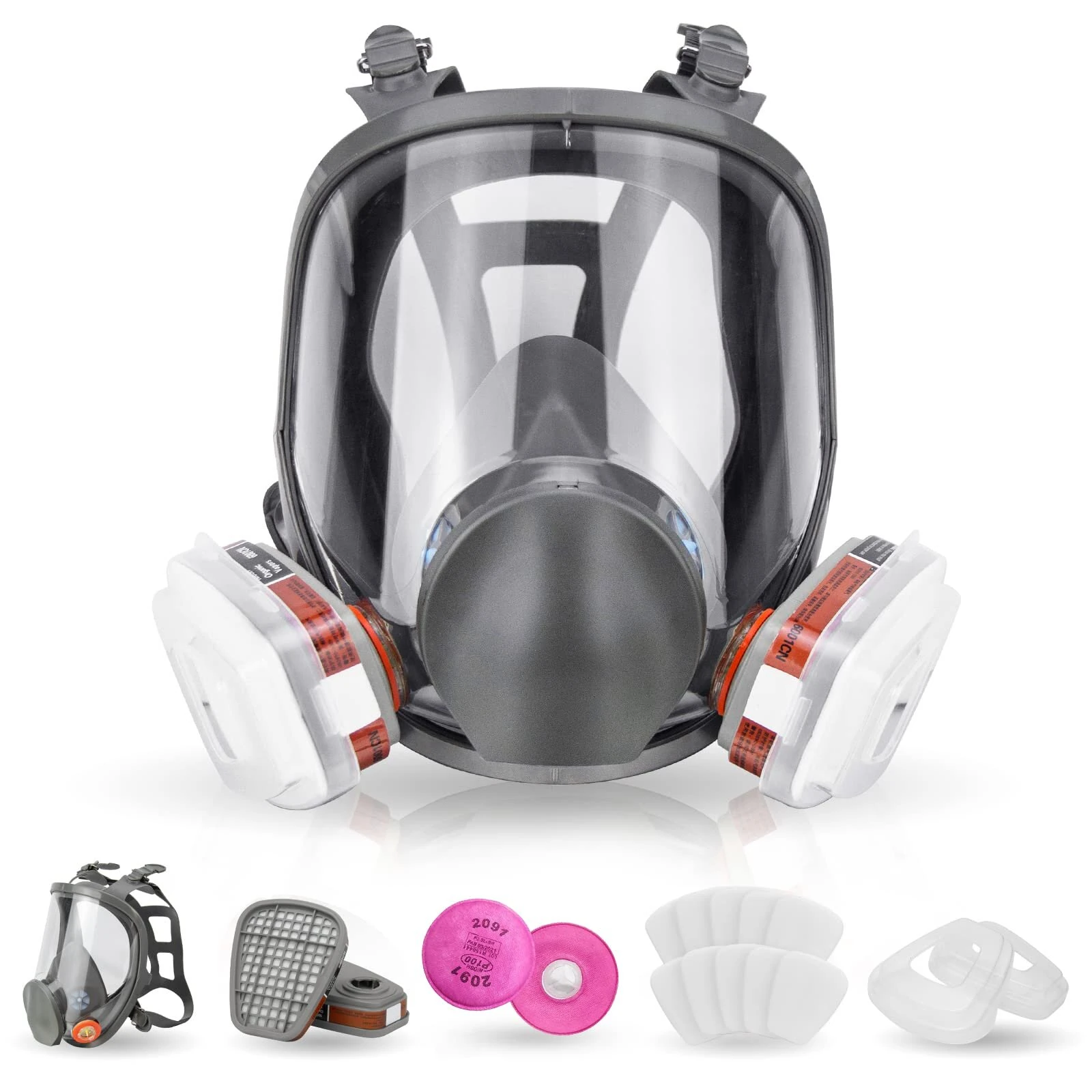 3M Reusable Full Face Respirator Mask - Double Filtration Anti-Fog for Woodworking Painting Welding
