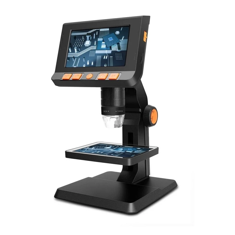 P110 Digital Microscope - 4.3 Inch 1080P Rotatable Screen | 1000X Magnification & 8 LED Lights