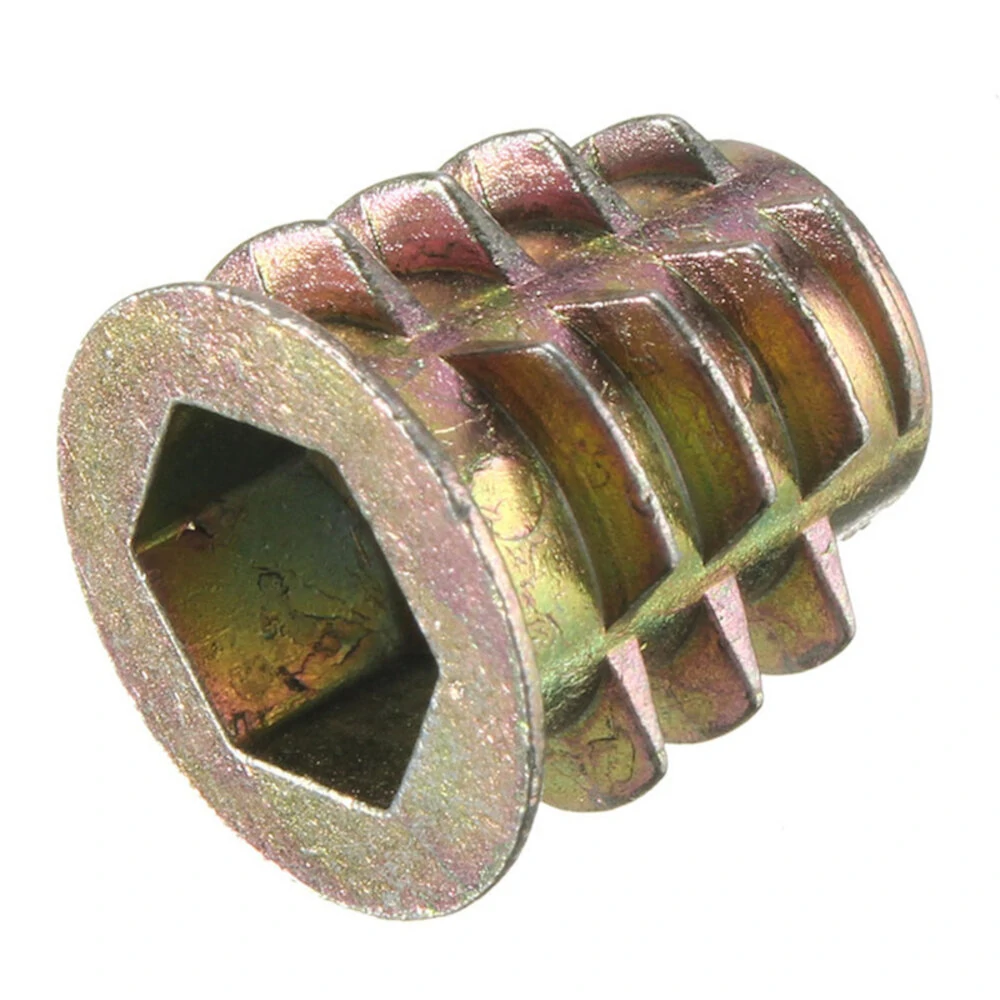50Pcs M8 Zinc Alloy Furniture Screws | Hex Drive Head Nut Threaded Wood Insert