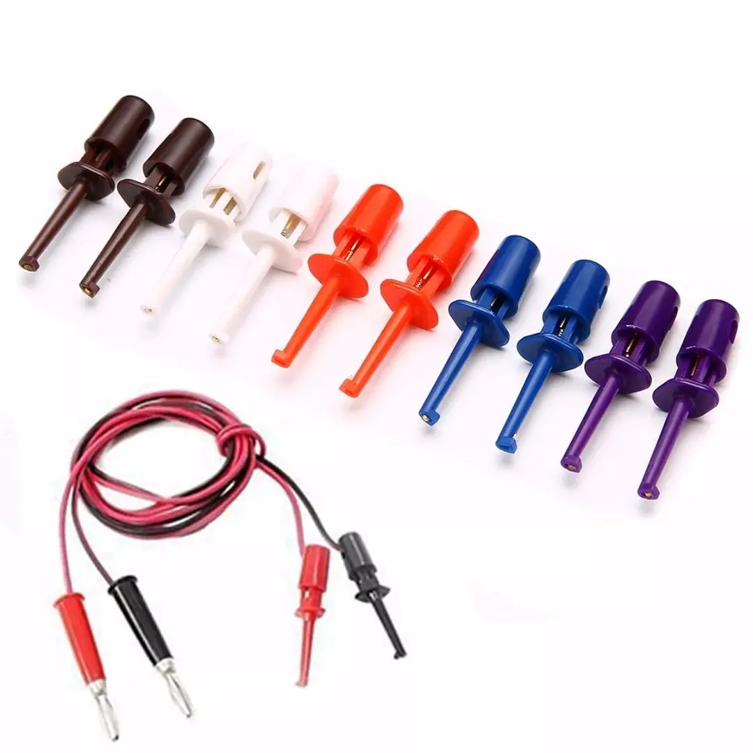 30pcs Multimeter Test Lead Set - Mini Test Probe Hooks Red White Blue Black Purple | Repair Tool