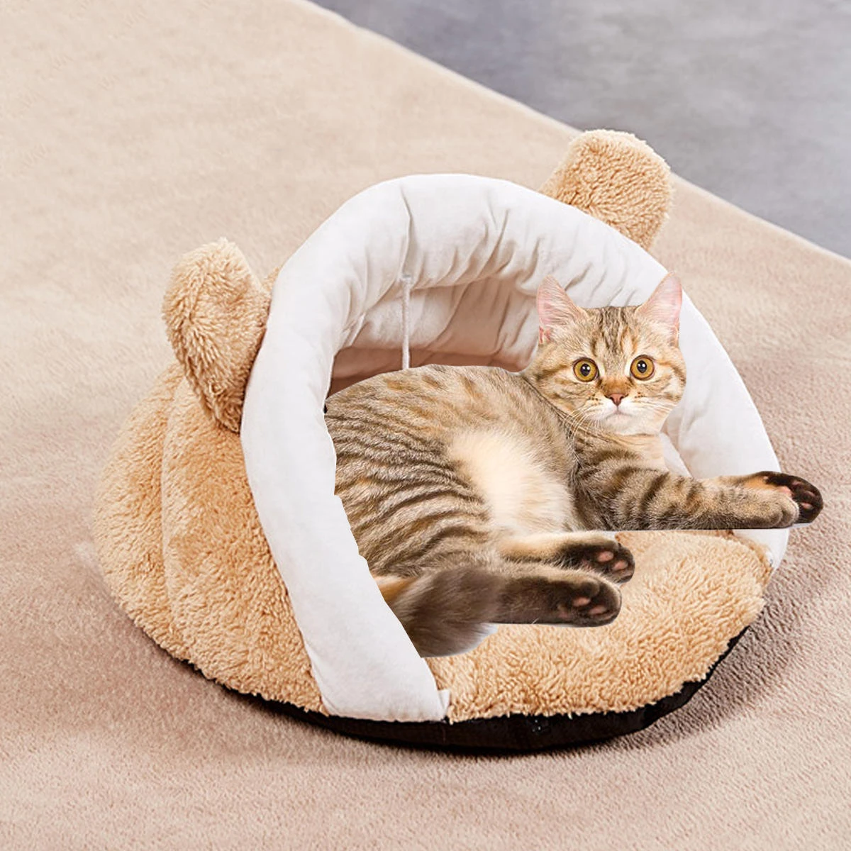 Pet Cat Dog Cave Bed - Soft Warm Winter Sleeping Bag Mat for Puppy