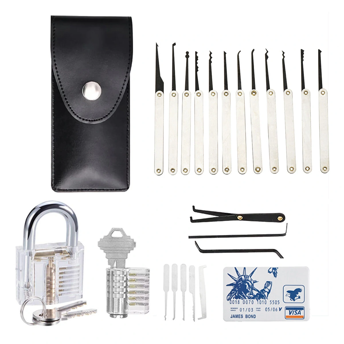 24PCS Stainless Steel Picks and Padlocks Set | Complete with Picking Blade & Wrench