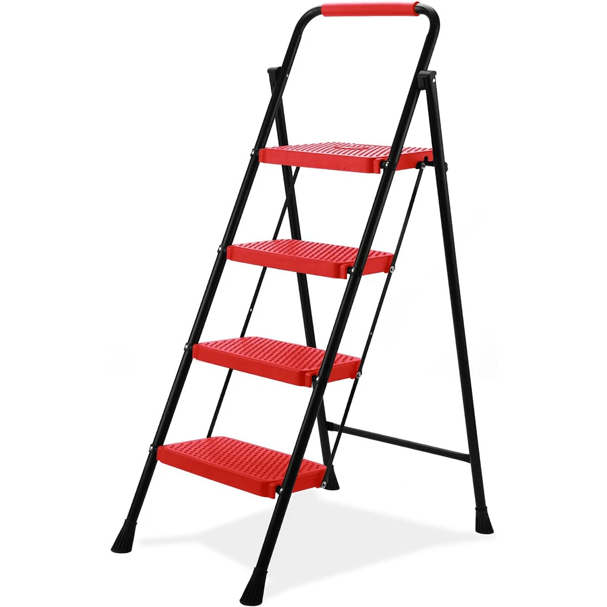 US Direct Portable Folding Ladder - 4 Step Anti-Slip Wide Pedal for Home Office Garden
