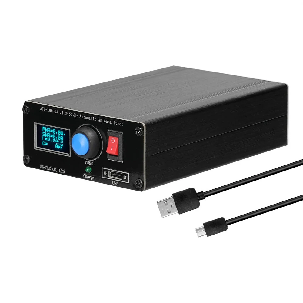 ATU-10-0A Mini Automatic Antenna Tuner | 20W 1.8-30MHz OLED Display | Aluminum Case with Battery