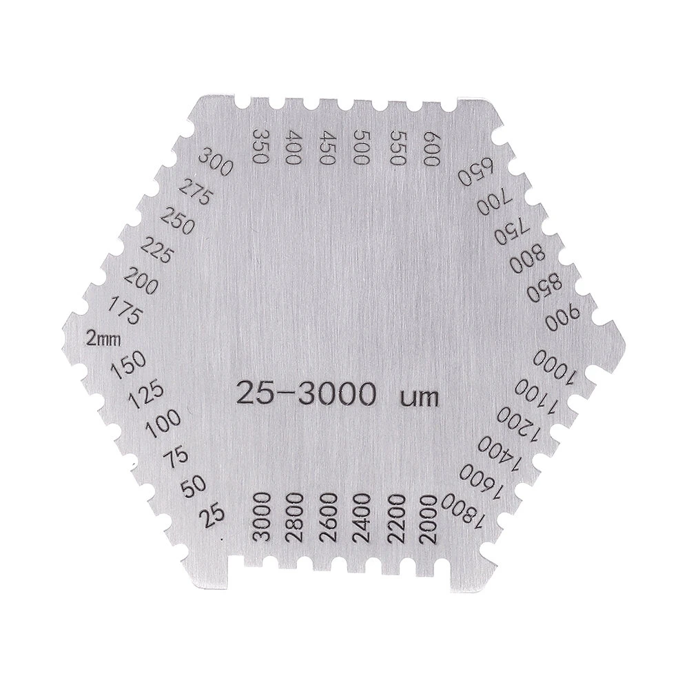 High-Precision Stainless Steel Wet Film Thickness Gauge | 25-3000um Hexagon Comb