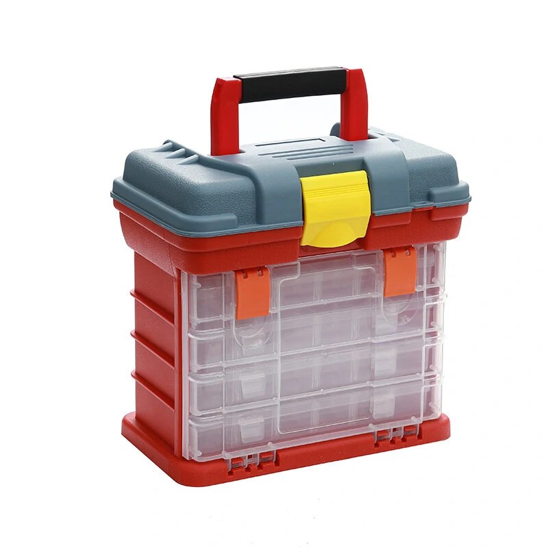 Plastic Fishing Tackle Box - 4 Layer Storage for Lures, Screws & Tools