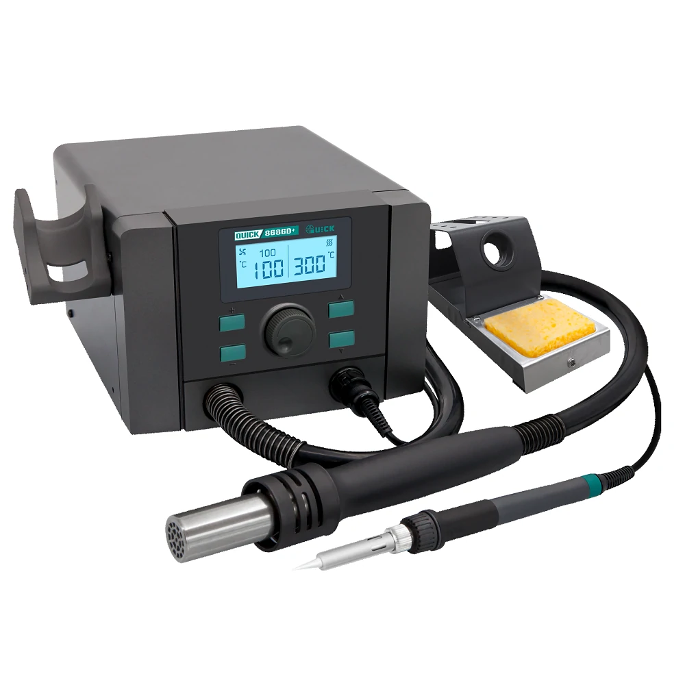 QUICK 8786D+ 2-in-1 Rework Station | Hot Air Gun & Soldering Iron | LCD Display