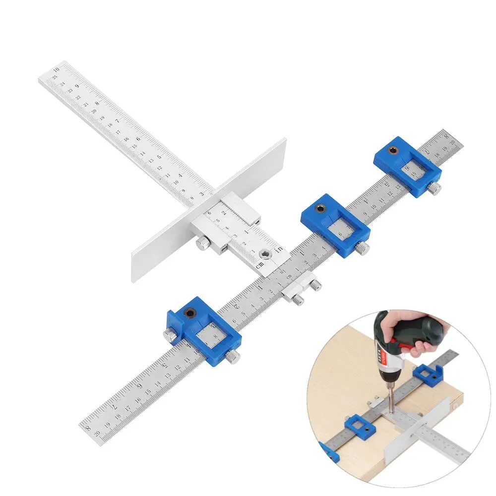 Drillpro Aluminum Cabinet Hardware Jig - Inch/mm Guide for Handles & Knobs