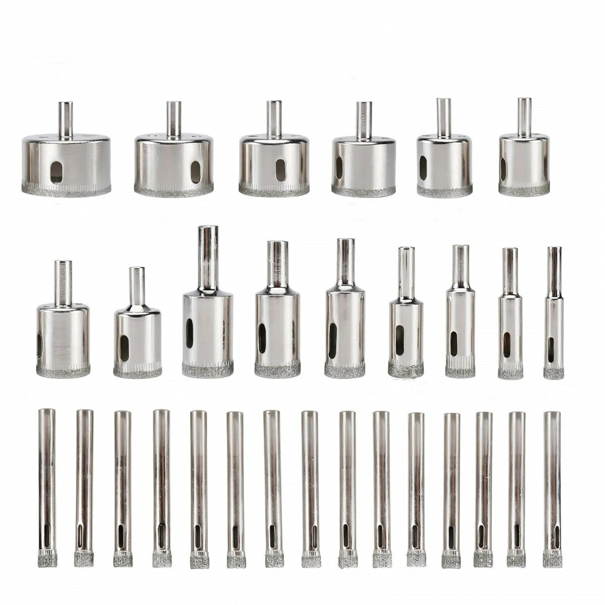 Diamond Coated Hole Saw Drill Bit Set - 30Pcs 6-50mm for Glass Tile Porcelain