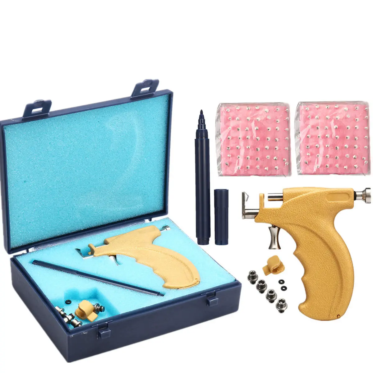Ear Piercing Gun Kit - 3mm 4mm 5mm Metal Tool With 98 Free Studs