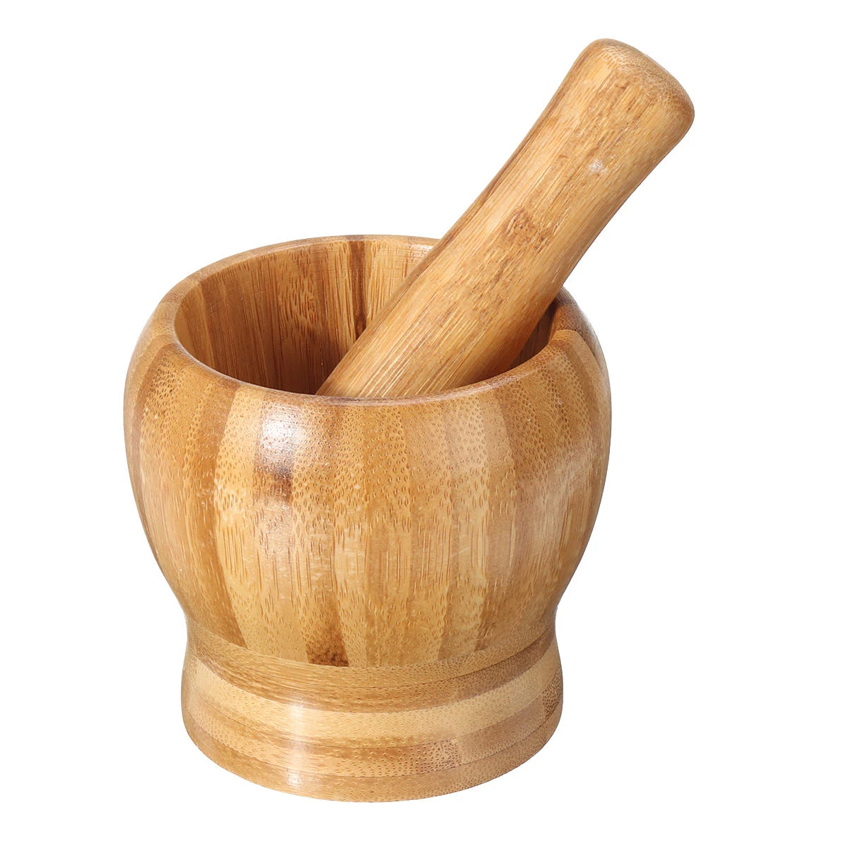 Bamboo Mortar and Pestle | Garlic Presser & Spice Grinder | Kitchen Hand Tool