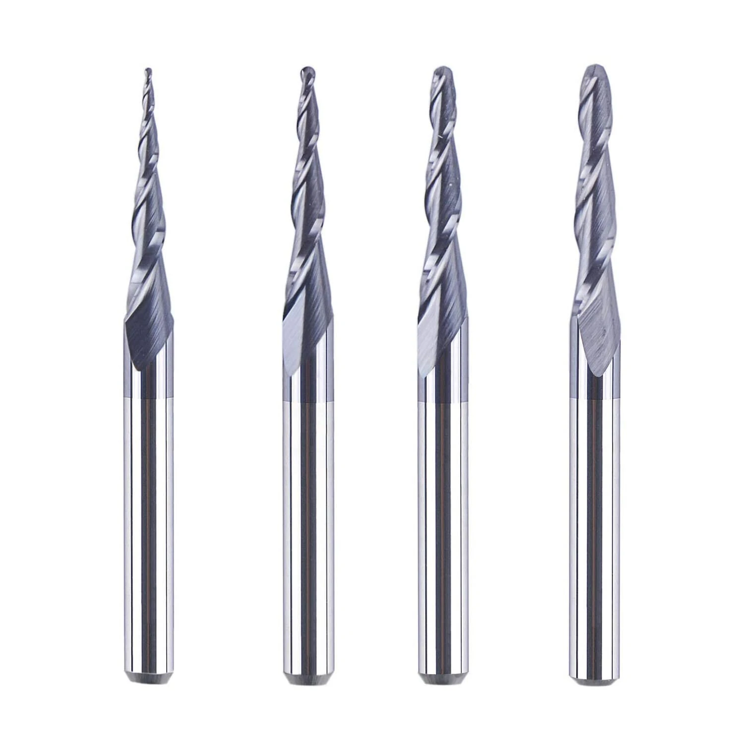 CMT 1/8 Inch Shank Tapered Ball Nose Router Bit Set | TiAIN Coated 2 Flute | For Wood Metal Acrylic
