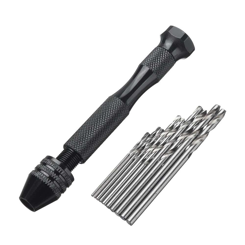 Drillpro Pin Vise Hand Drill Set - Mini Drill with Twist Bits for DIY Craft Carving