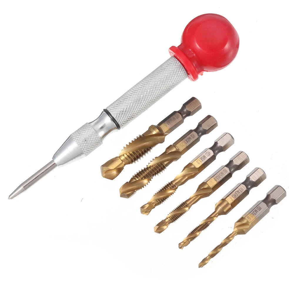 Drillpro 6Pcs M3-M10 HSS Titanium Drill Tap Bit Set | Countersink & Deburr