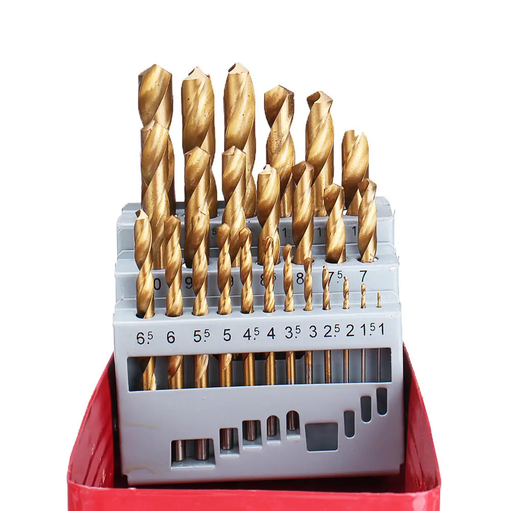 M2 HSS 6542 Titanium Coated Drill Bit Set | 25Pcs 1-13mm for Wood & Metal