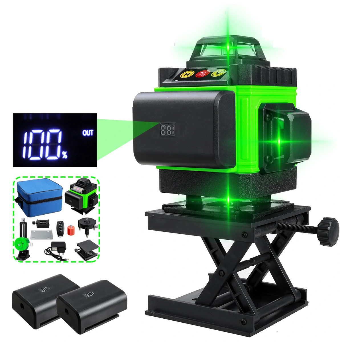 16 Lines 4D Laser Level - Green Self-Leveling Laser - Horizontal & 360° Vertical Cross