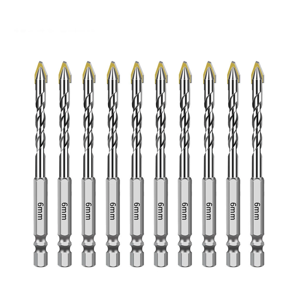 6mm Hex Shank Eccentric Twist Drill Bits - 10PCS for Tile Glass Metal Wood