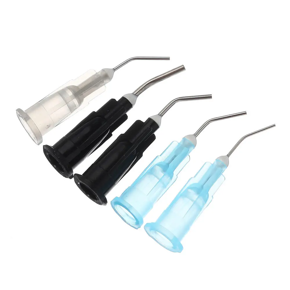Dental Flow Sealant Composite Resin - 100pcs Bent Needle Tips with Flat Teeth