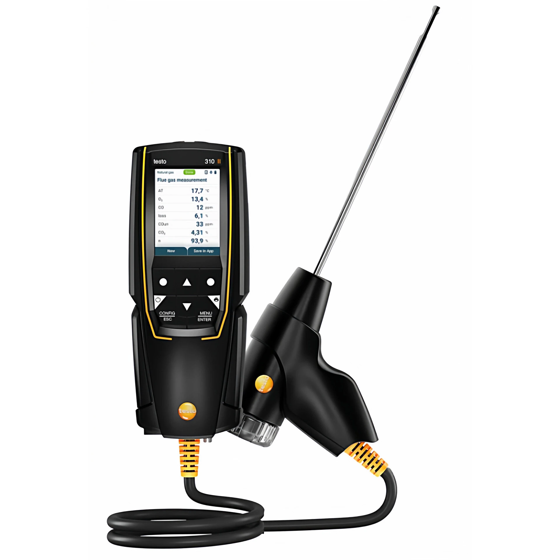 Testo 310 II Combustion Analyzer | Flue Gas, Temperature & Pressure Tester | HVAC Gas Leak Detector with Smart App