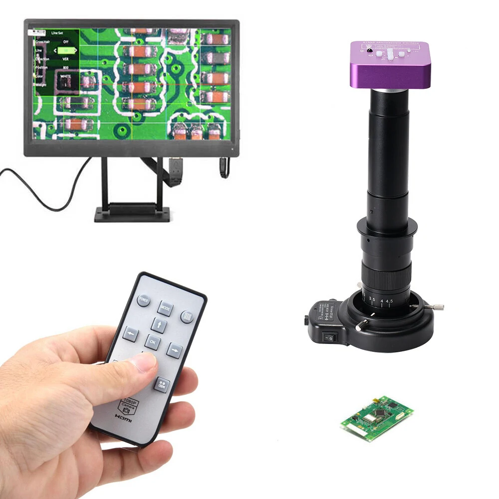 HAYEAR 51MP Microscope Camera - 60FPS 180X Lens with 144 LED Light | HDMI USB for PCB Welding