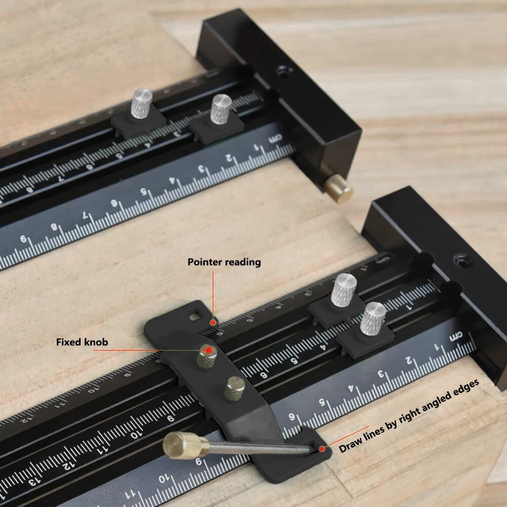 Metric T-Shape Marking Gauge - 6 & 14 Inch Aluminum Ruler | High Precision Scribing Tool