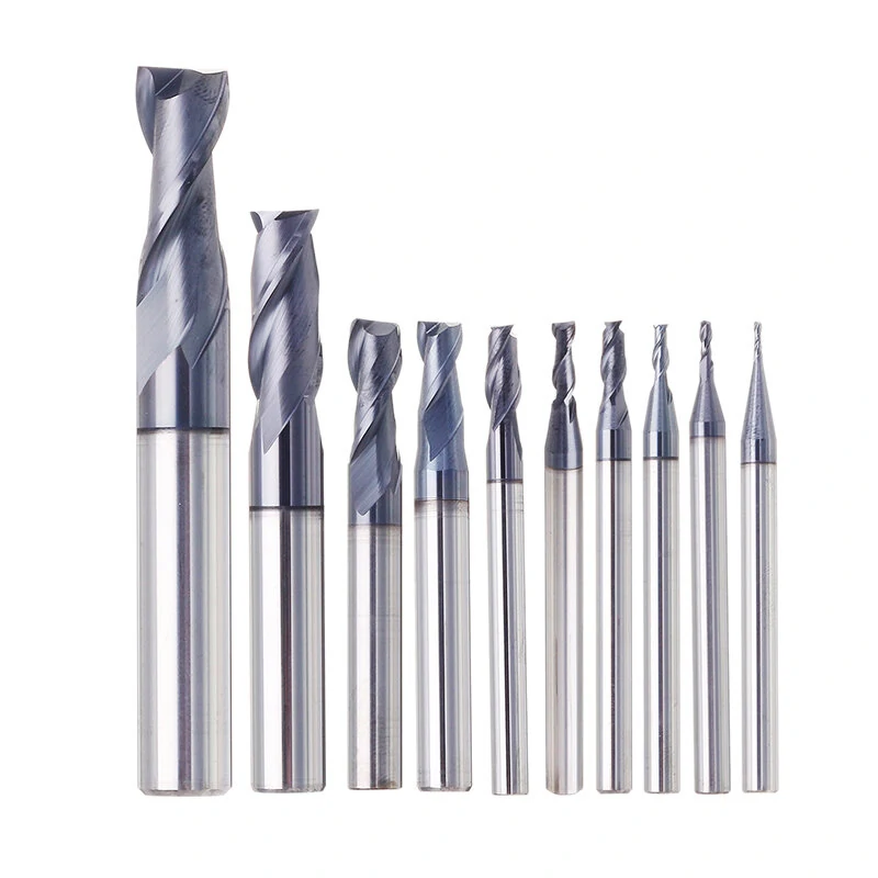 Drillpro HRC55 TiAlN 2 Flute End Mill Cutter | 1-10mm Tungsten Carbide CNC Tool