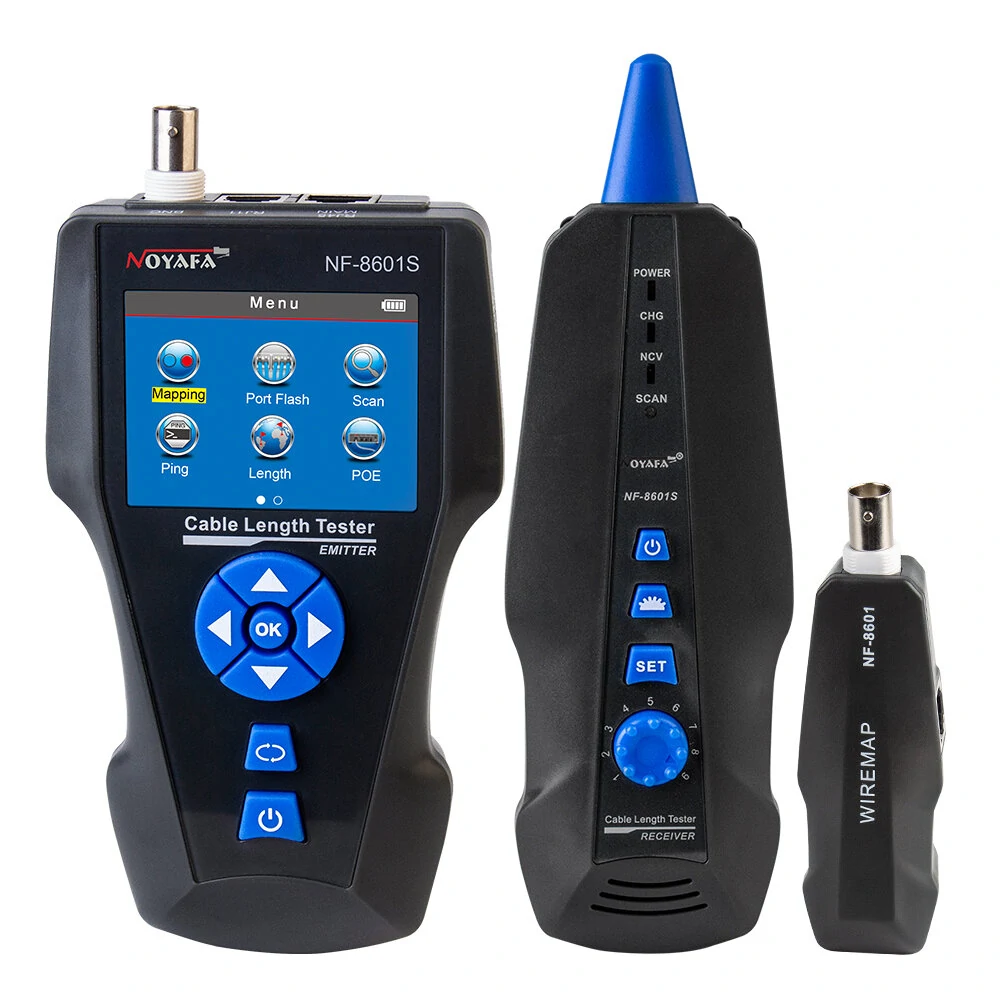 NOYAFA NF-8601 Network Cable Tester - RJ45 CAT6 Tracer with PoE, PING, LCD Display & Length Measurement