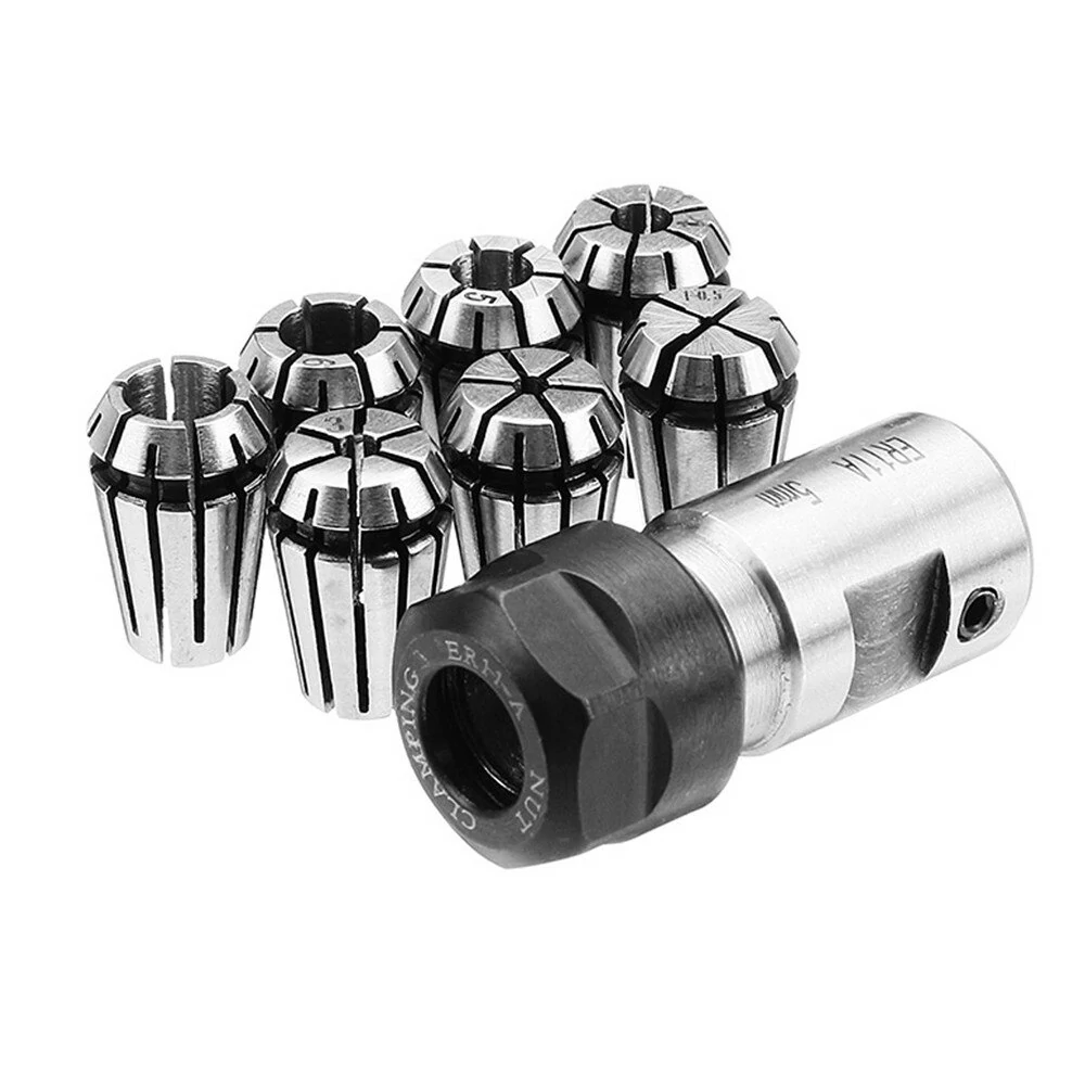 Drillpro ER11 Spring Collet Set - 7Pcs 1-7mm with 5mm Extension Rod