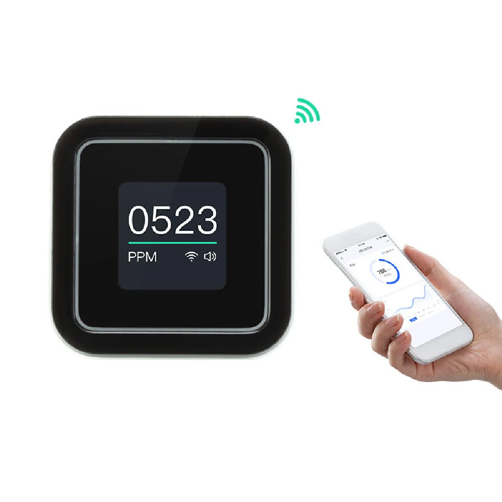 Intelligent WIFI Carbon Dioxide Meter | 400-3000ppm Monitor with Alarm & Clock