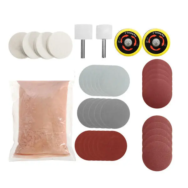 Glass Polishing Kit - 39pcs Scratch Remover Powder, Sanding Disc & Wheel