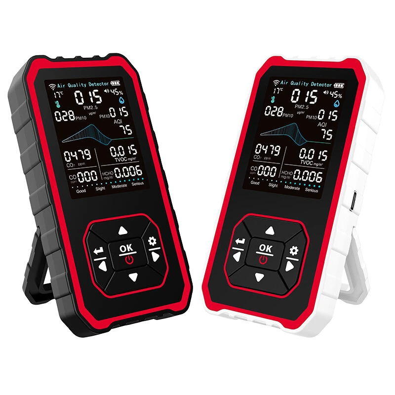 MT80 Air Quality Monitor - 10-in-1 CO2 PM2.5 Formaldehyde Sensor | Portable Rechargeable Type-C