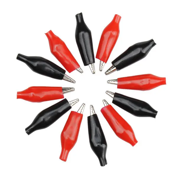 DANIU 12Pcs Red/Black Insulated Metal Alligator Clips, 12mm, 3-Tip