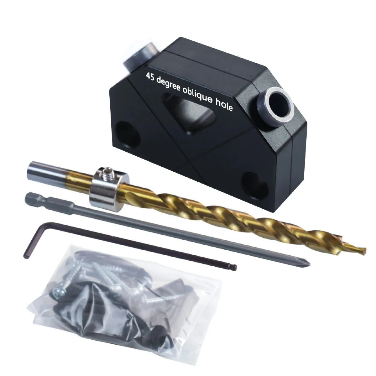 Pocket Hole Jig Kit - 45° Angle Locator & Drill Guide for Woodworking Joinery
