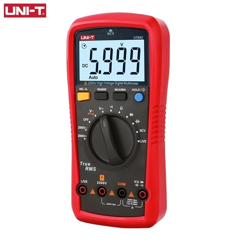 UNI-T UT892 True RMS Digital Multimeter | 2000V AC DC Voltmeter & Capacitor Tester