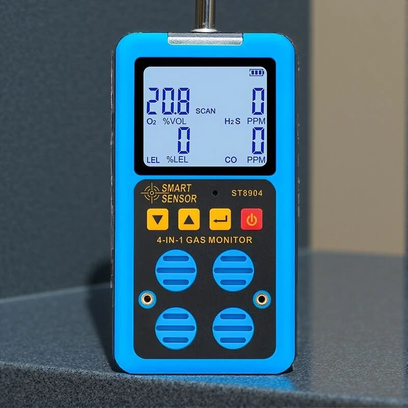 SMART SENSOR ST8904 Portable Gas Monitor | Rechargeable Multi-Gas Detector with LCD Display