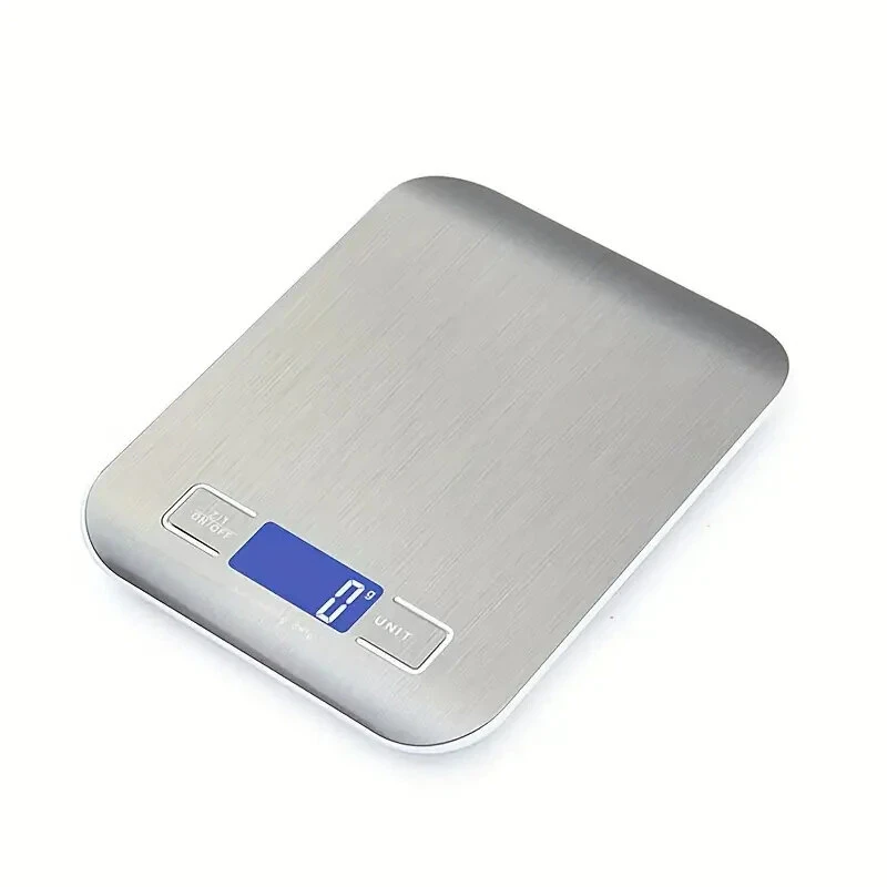 5kg Portable Kitchen Scale - Stainless Steel LCD Backlit - Precise 1g Food & Coffee Scale