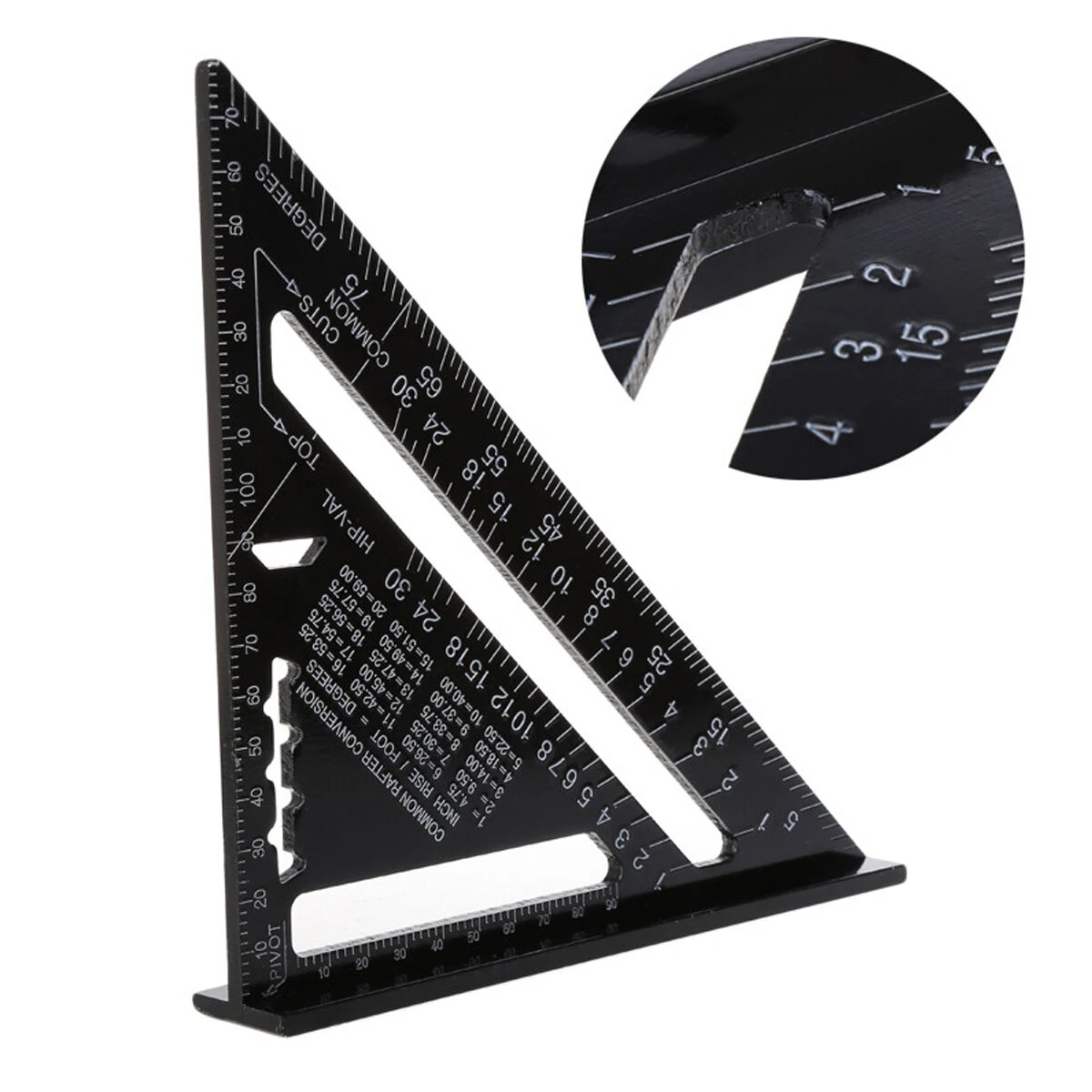 7 Inch Aluminum Triangle Ruler - Rafter Square & Angle Protractor Tool